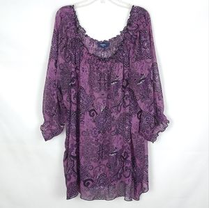 Reitmans Purple Blouse Womens 20 Casual Curvy Vacation Plus Size Bohemian Boho